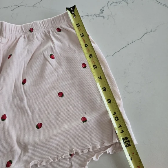 H&M Light Pink Strawberry 100% Cotton Pajama Set S - Picture 5 of 8